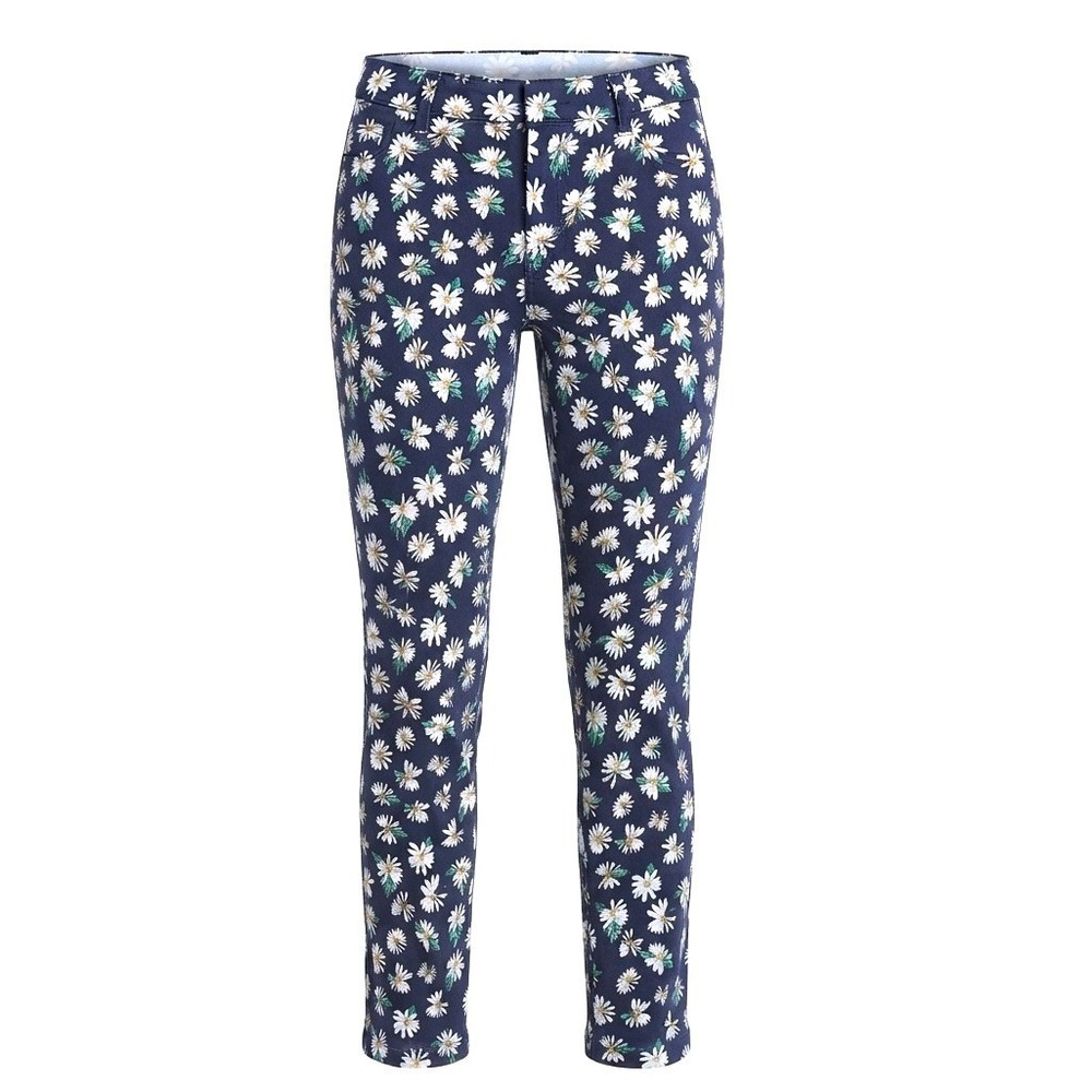 Old Navy Preppy Womens Navy Blue White Daisy Floral Cottagecore Print Stretch 10